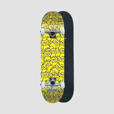 Meow Sticker Pile Soft Top Skateboard Yellow 6.75