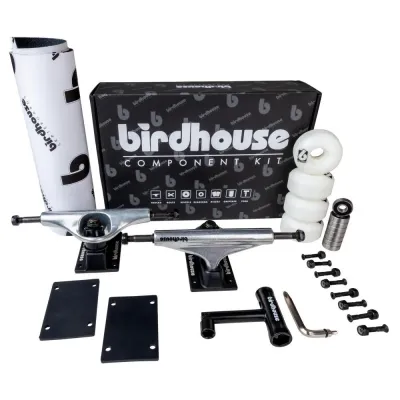 Birdhouse Skateboard Undercarriage Component Set Silver Black 5.5 Wheels Bearings Bolts