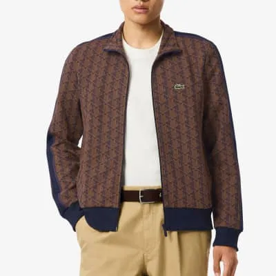 Sudadera Lacoste Chandal Paris Con Monograma De Jacquard Y Cremallera Marrón Y Violeta